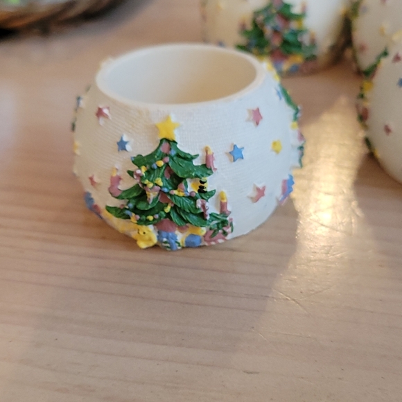 Dozen (12) Resin Christmas Tree Napkin Rings - Picture 2 of 6